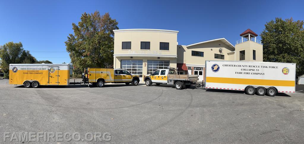 (L) Utility 53-1 with Trench Trailer and (R) Utility 53-2 with Collapse Trailer.
