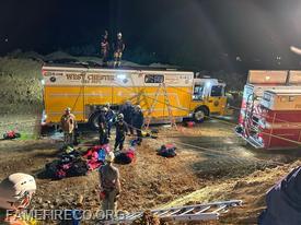 Crews setting up anchors on Rescue 53